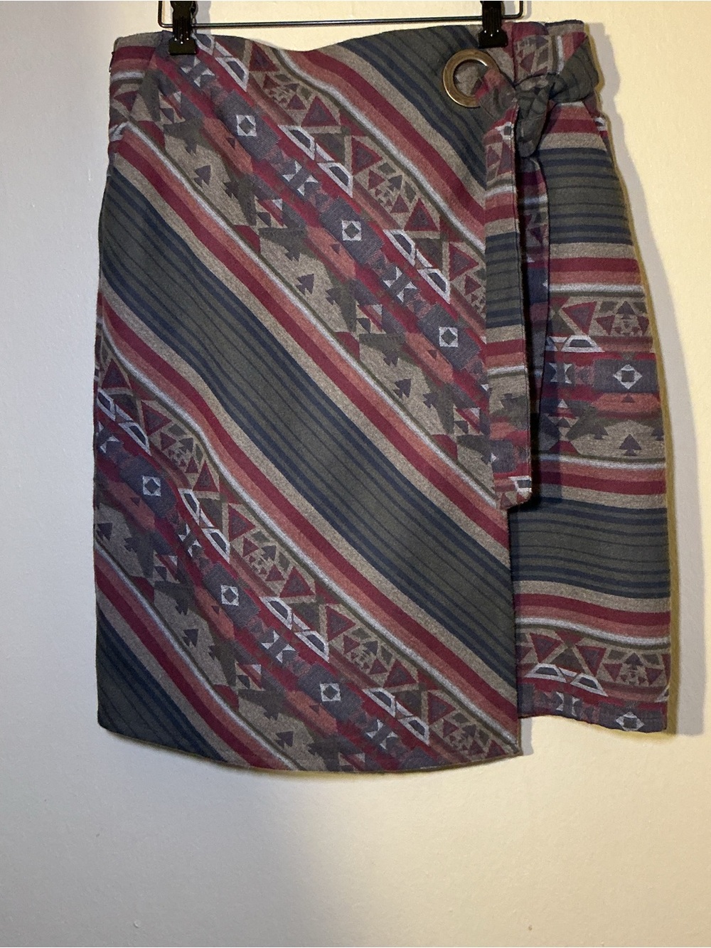 Orvis Women’s Skirt Large L Faux Wrap Southwestern Geometric Print Cotton Blend